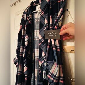 New York Laundry Women's Checkered Blazer - Black and Pink